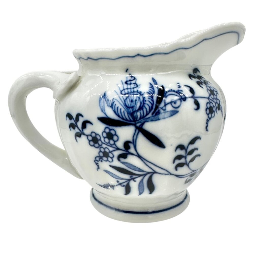 Blue Danube Porcelain Creamer White Blue Floral Motif Pitcher Elegant Design EUC
